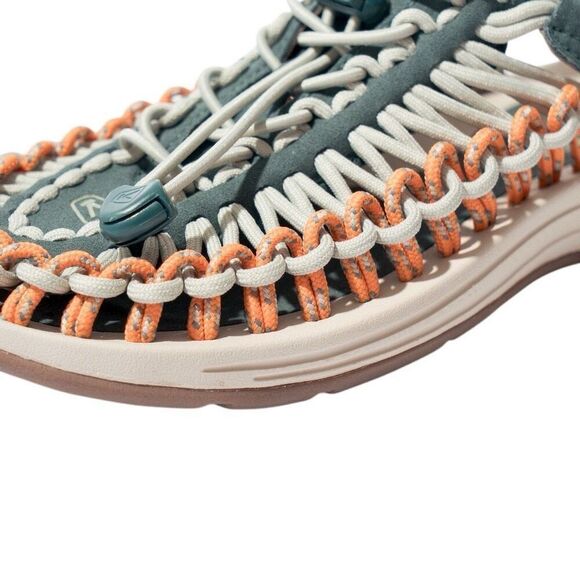 NEW KEEN Uneek Woven Sneakers In Sea Moss/Tangerine Colorway Size 9.5 - Picture 3 of 12